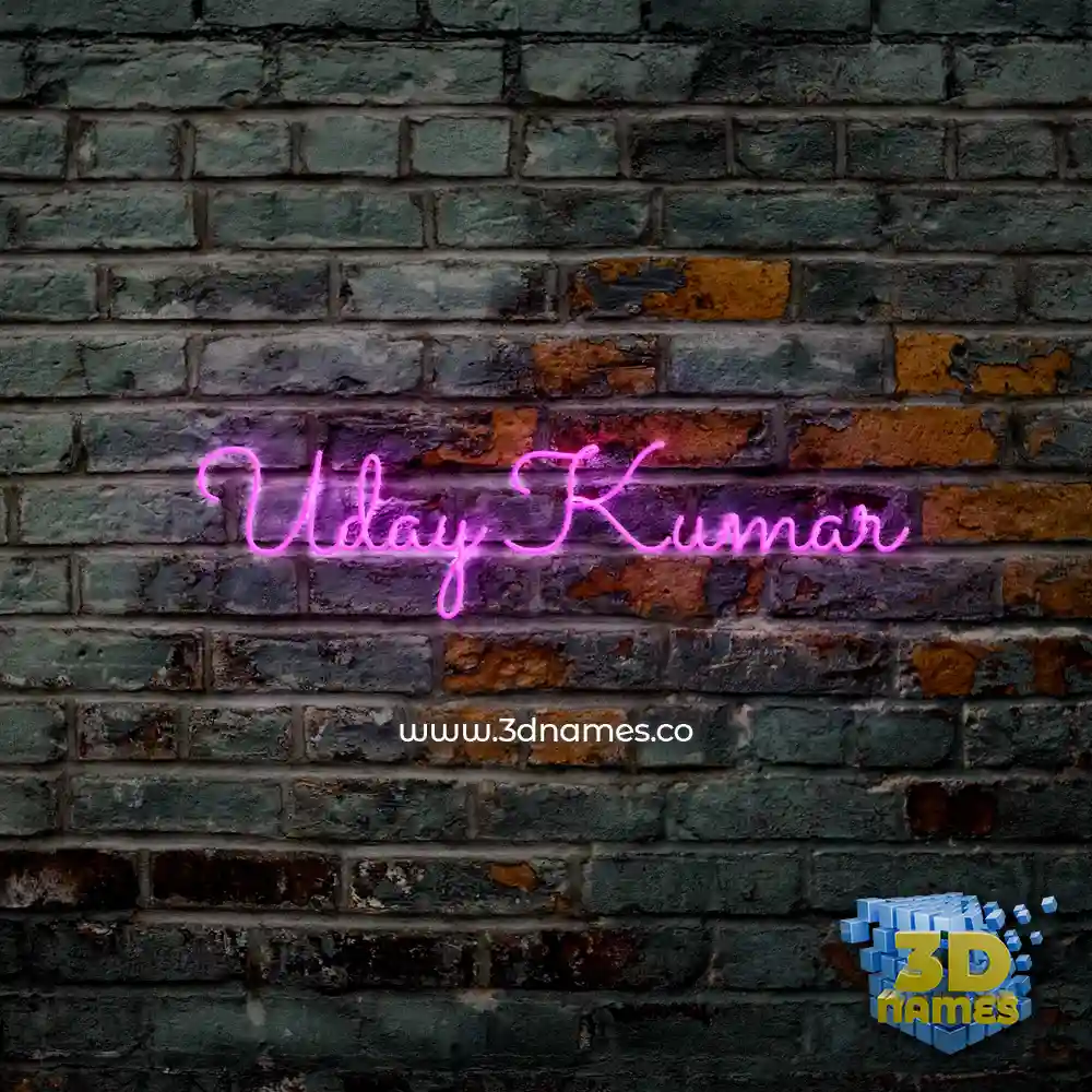 uday kumar in Pink Neon style - 3D name wallpaper
