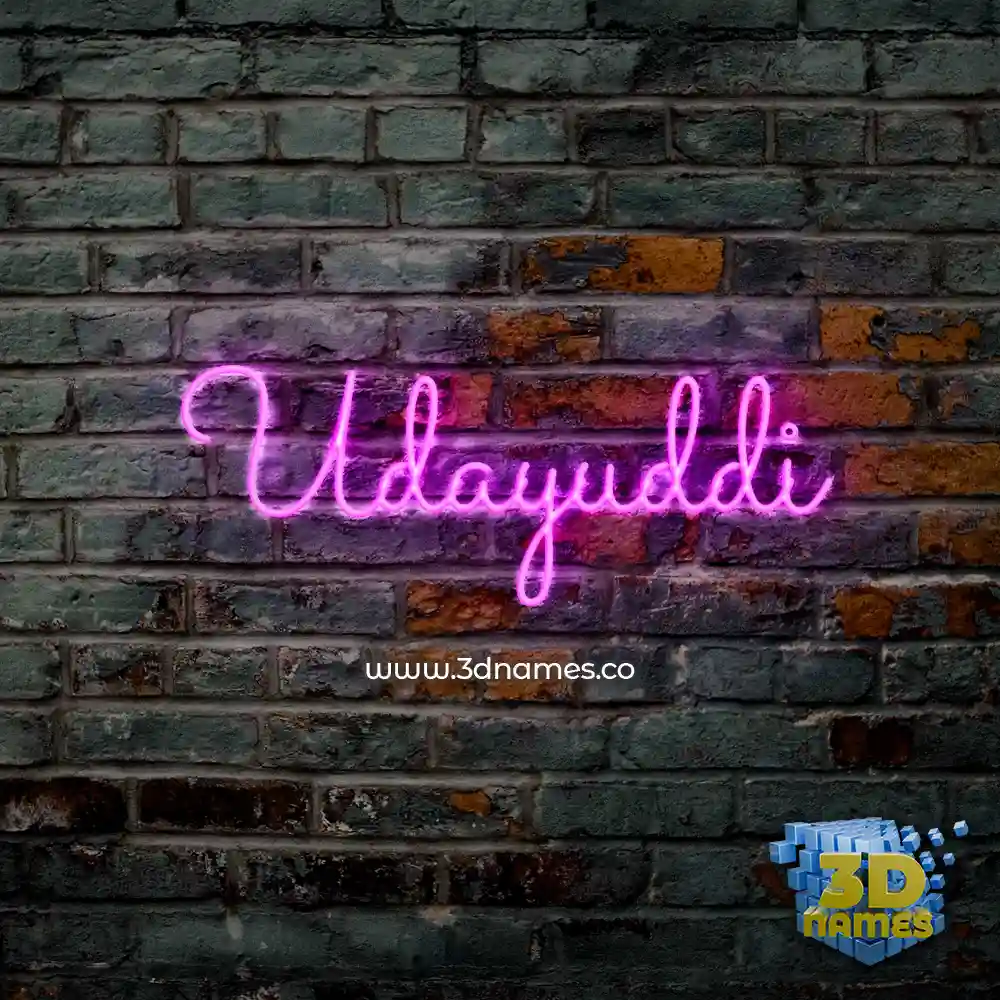 udayuddi in Pink Neon style - 3D name wallpaper