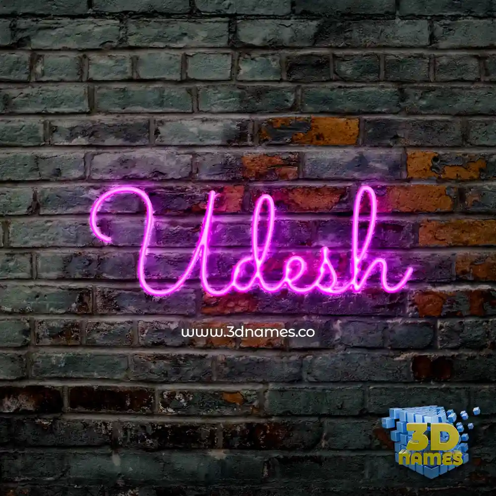udesh in Pink Neon style - 3D name wallpaper