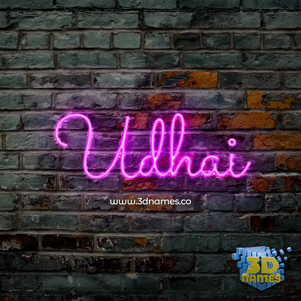 udhai in Pink Neon style - 3D name wallpaper