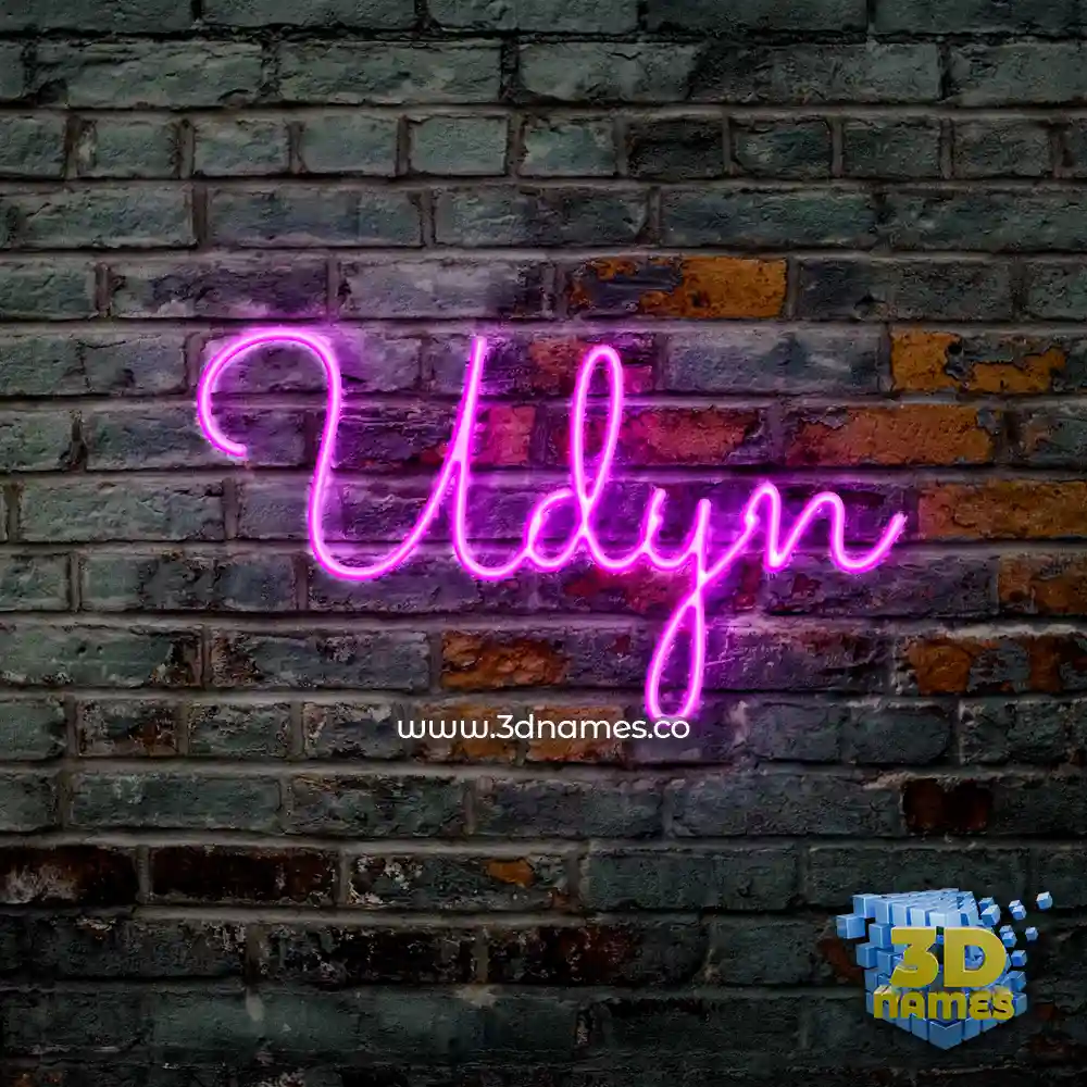 udyn in Pink Neon style - 3D name wallpaper