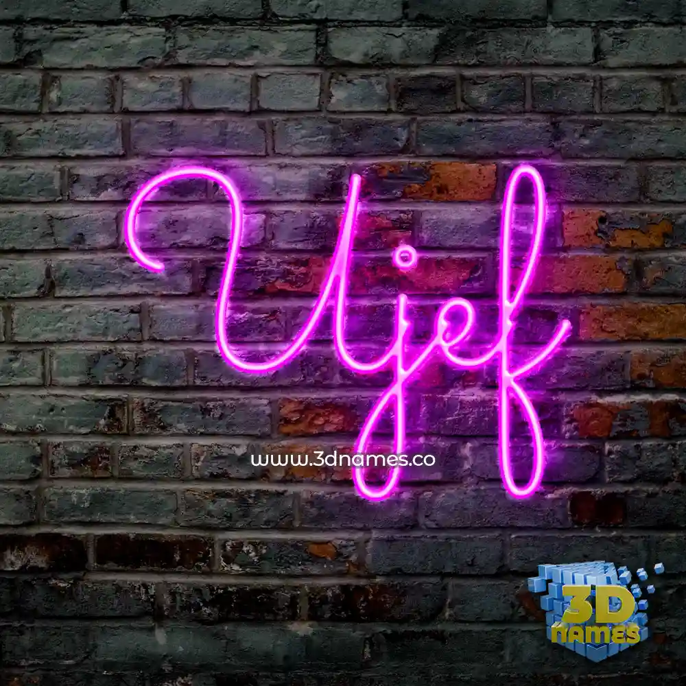 ujef in Pink Neon style - 3D name wallpaper