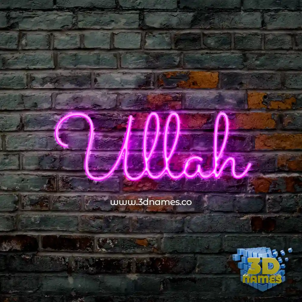 ullah in Pink Neon style - 3D name wallpaper