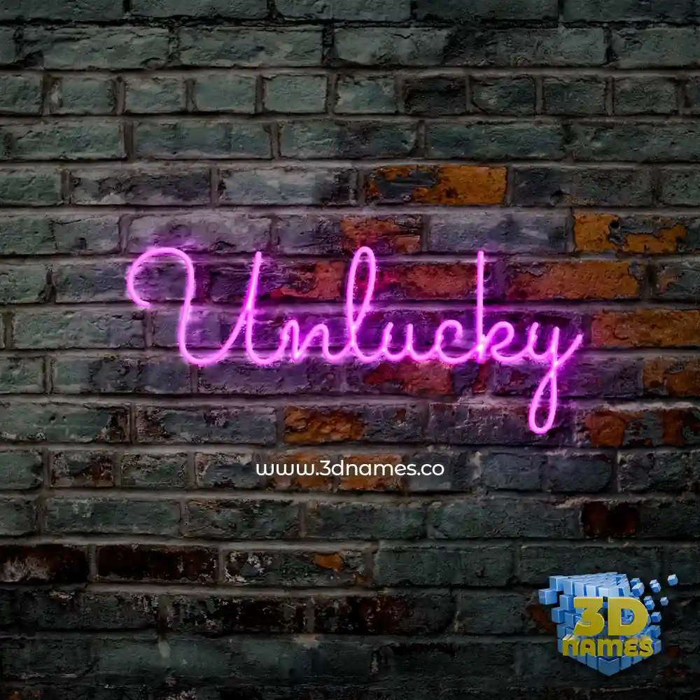 unlucky in Pink Neon style - 3D name wallpaper