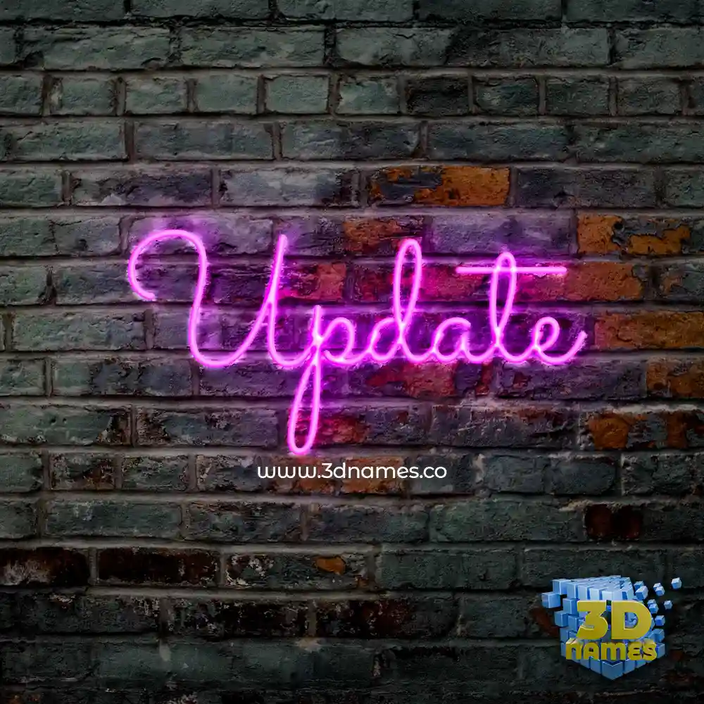 update in Pink Neon style - 3D name wallpaper