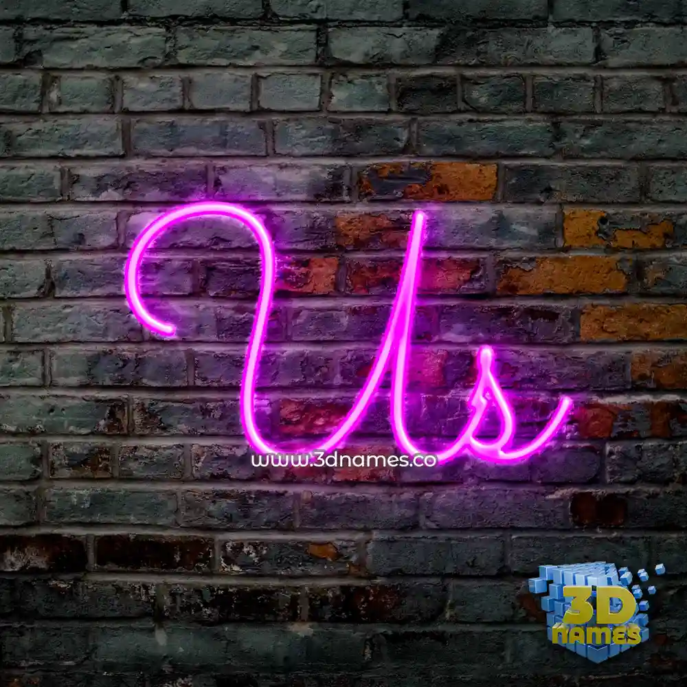 us in Pink Neon style - 3D name wallpaper