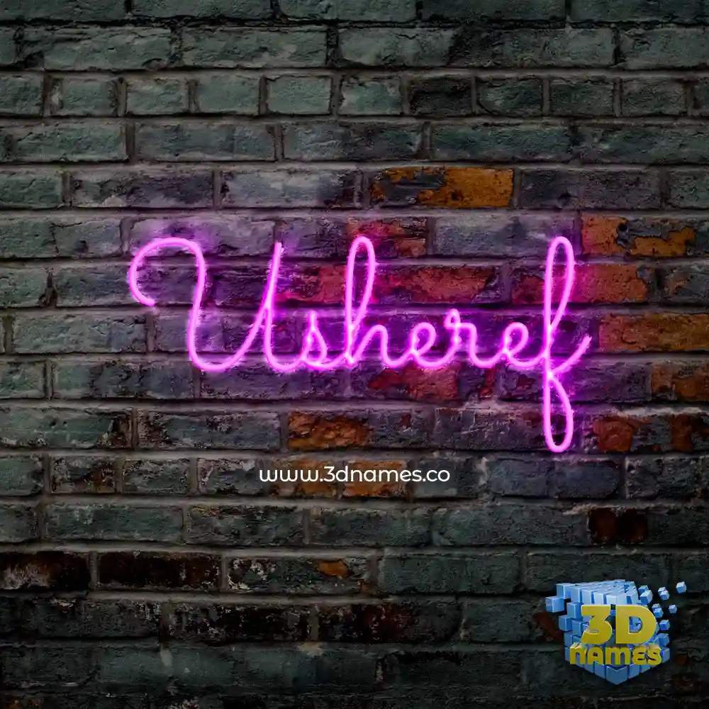 usheref in Pink Neon style - 3D name wallpaper