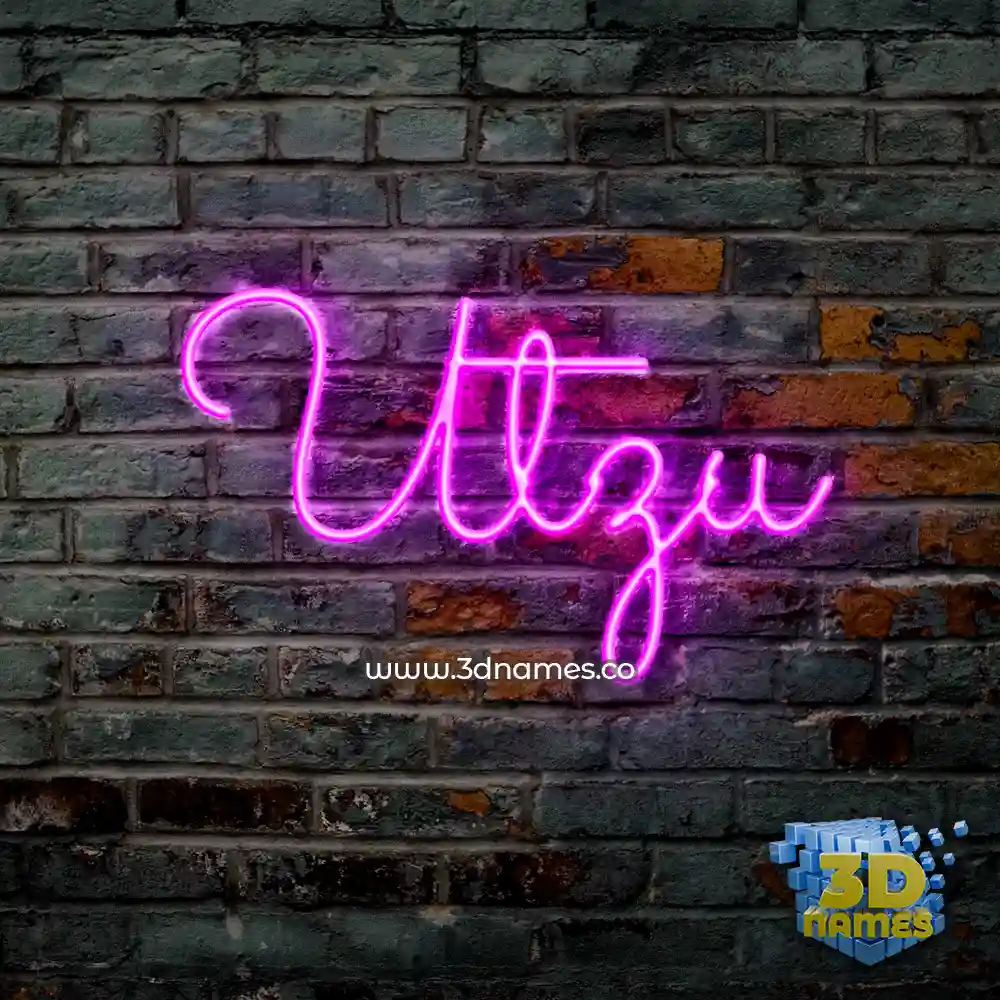 utzu in Pink Neon style - 3D name wallpaper