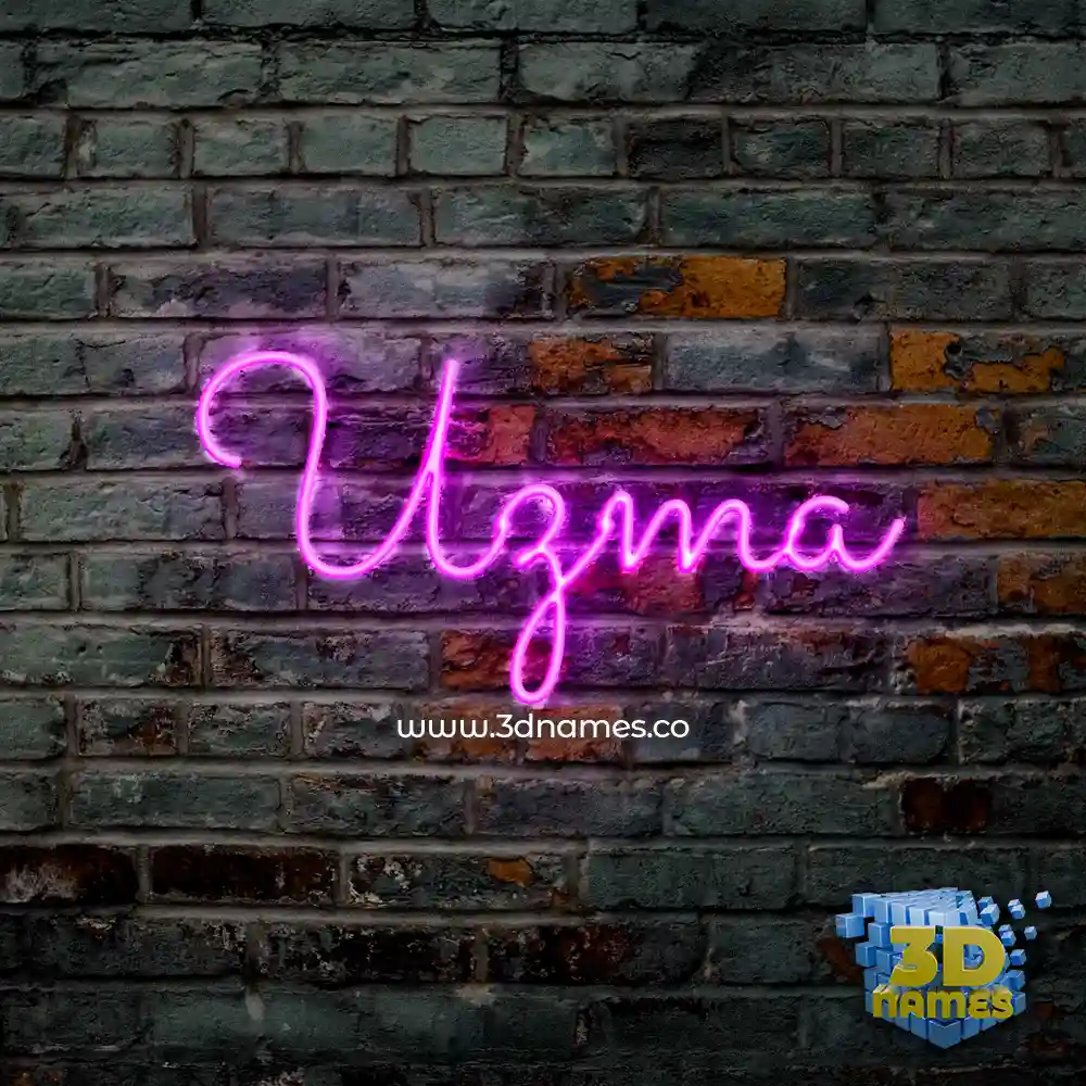 uzma in Pink Neon style - 3D name wallpaper