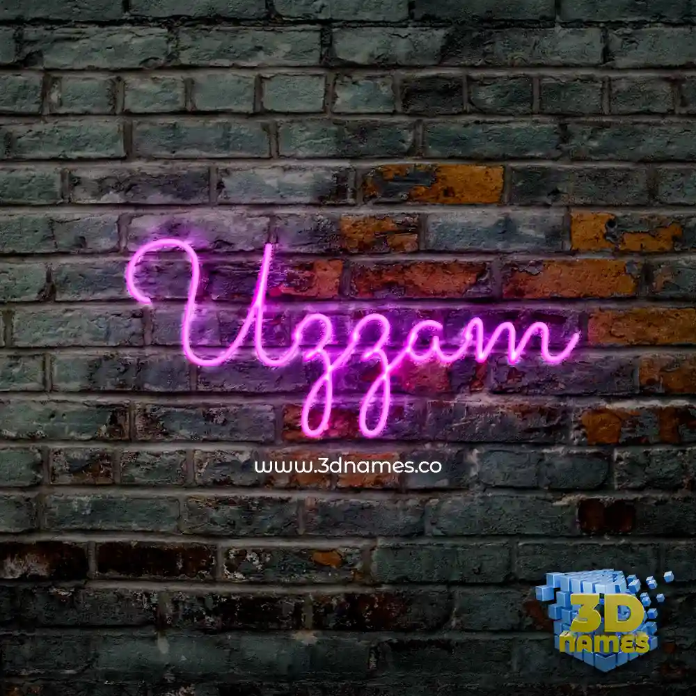 uzzam in Pink Neon style - 3D name wallpaper