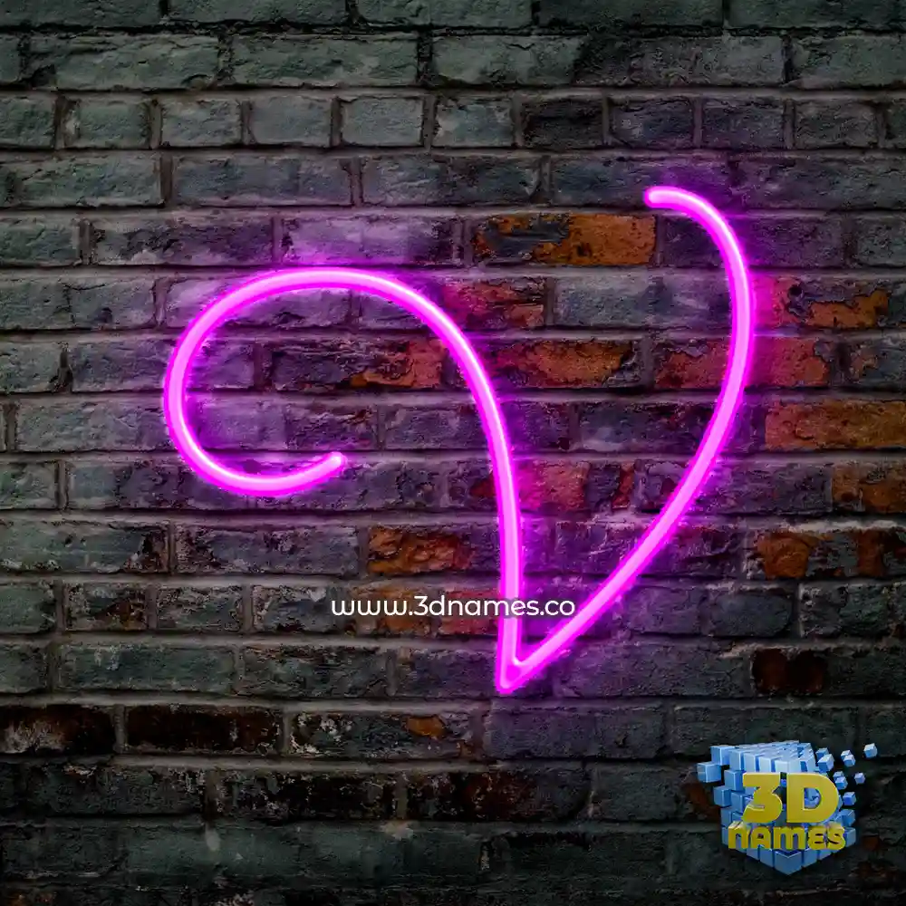 v in Pink Neon style - 3D name wallpaper