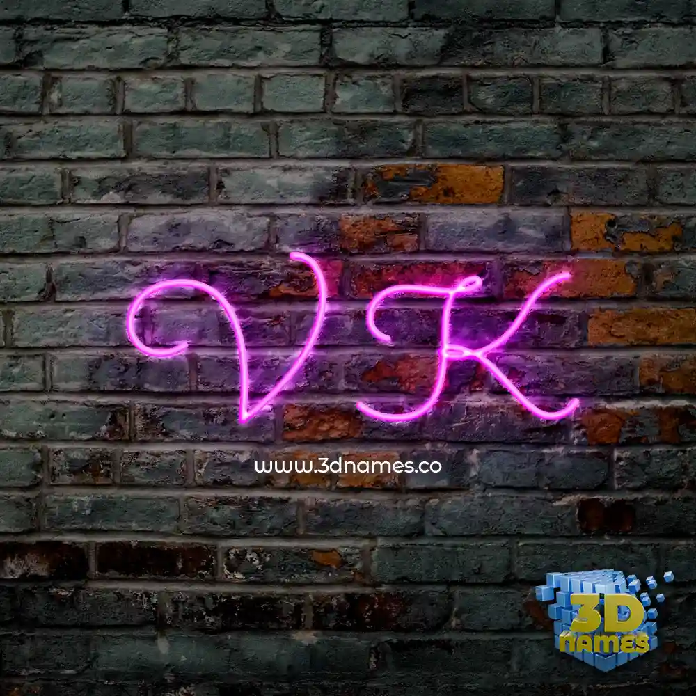 v k in Pink Neon style - 3D name wallpaper