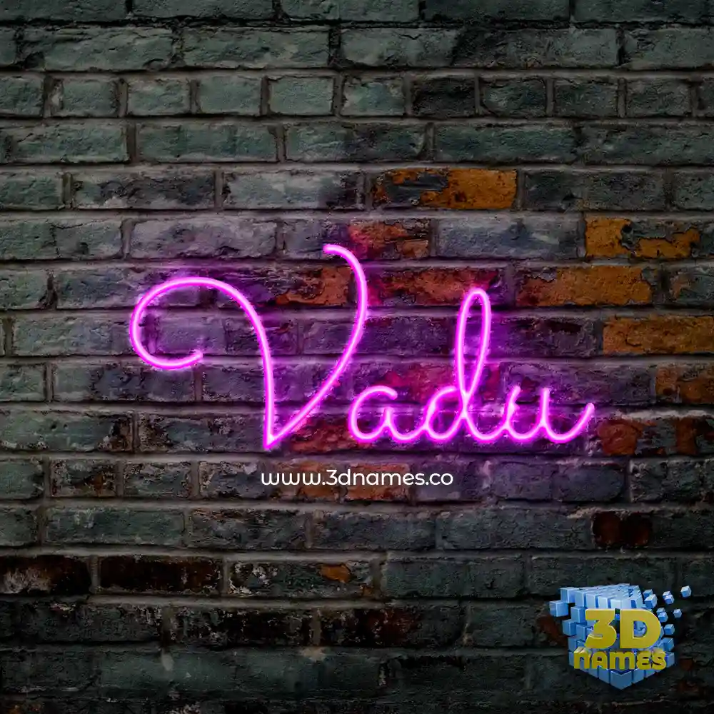 vadu in Pink Neon style - 3D name wallpaper