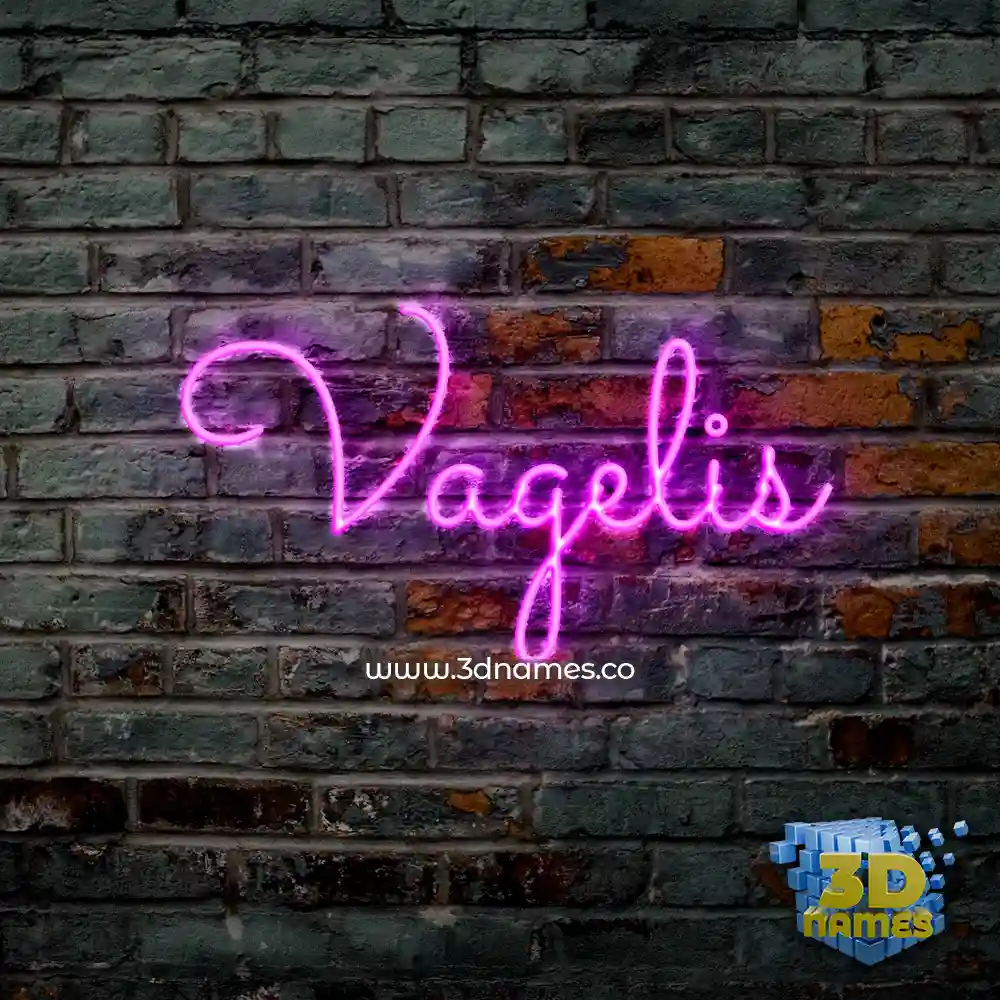 vagelis in Pink Neon style - 3D name wallpaper