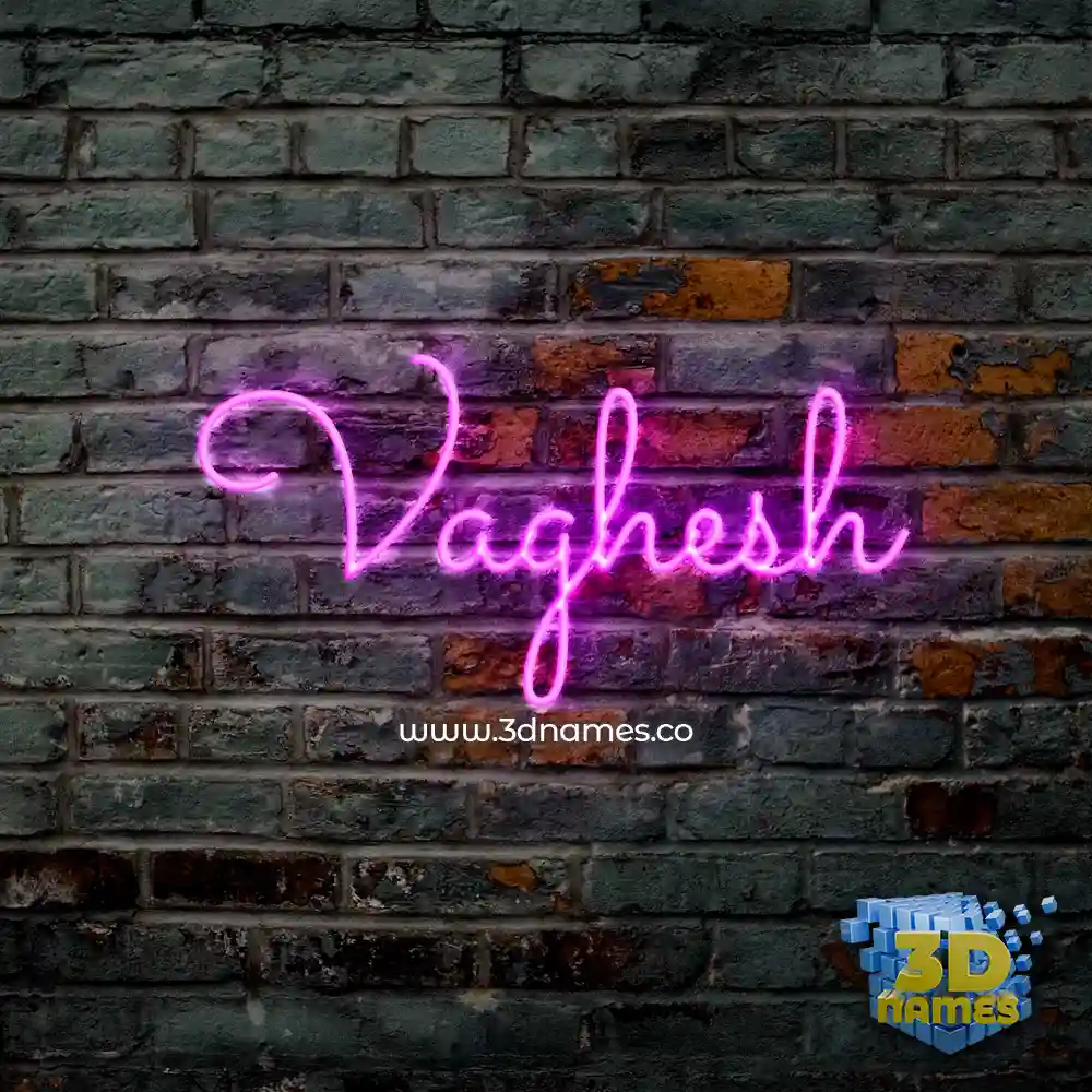 vaghesh in Pink Neon style - 3D name wallpaper