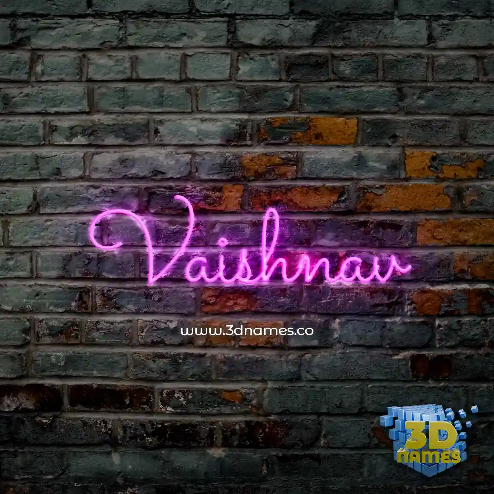 vaishnav in Pink Neon style - 3D name wallpaper