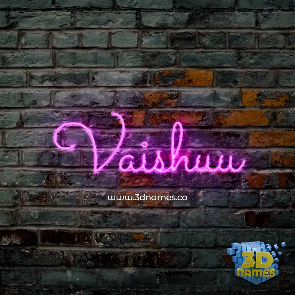 vaishuu in Pink Neon style - 3D name wallpaper