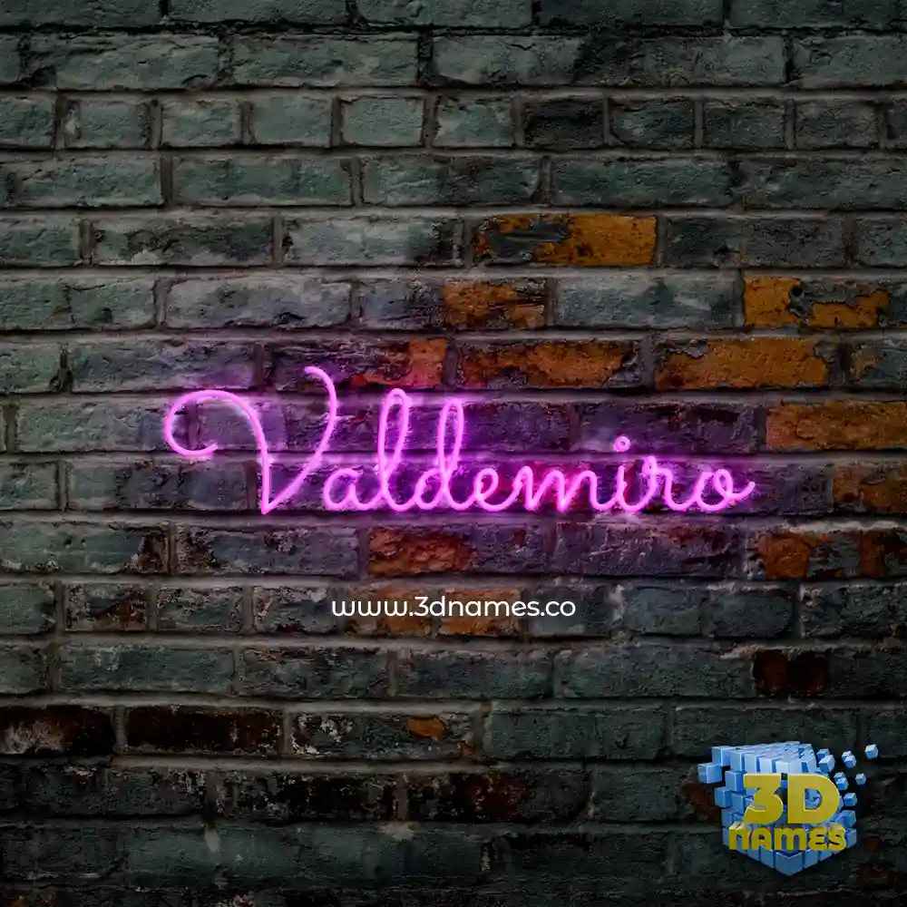 valdemiro in Pink Neon style - 3D name wallpaper