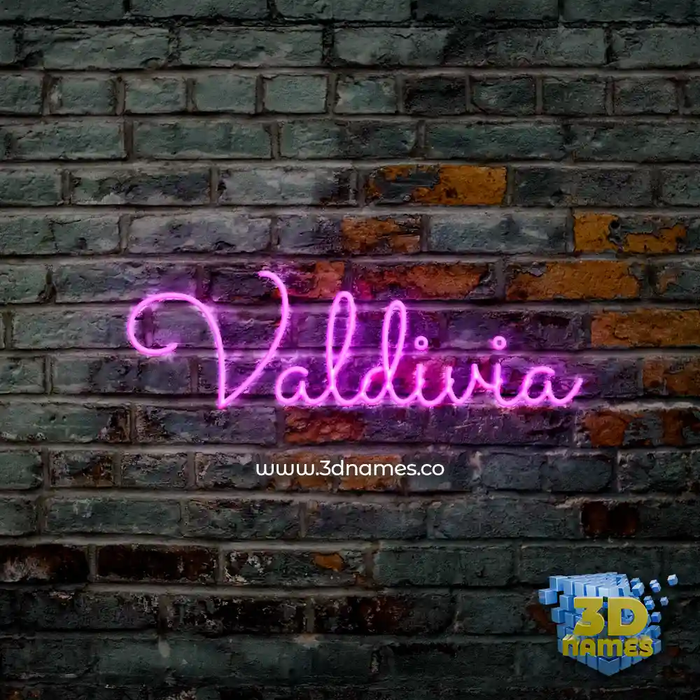 valdivia in Pink Neon style - 3D name wallpaper