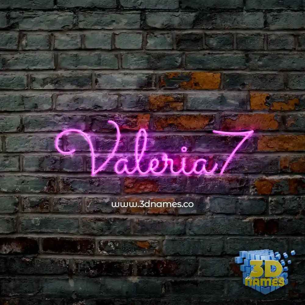 valeria7 in Pink Neon style - 3D name wallpaper