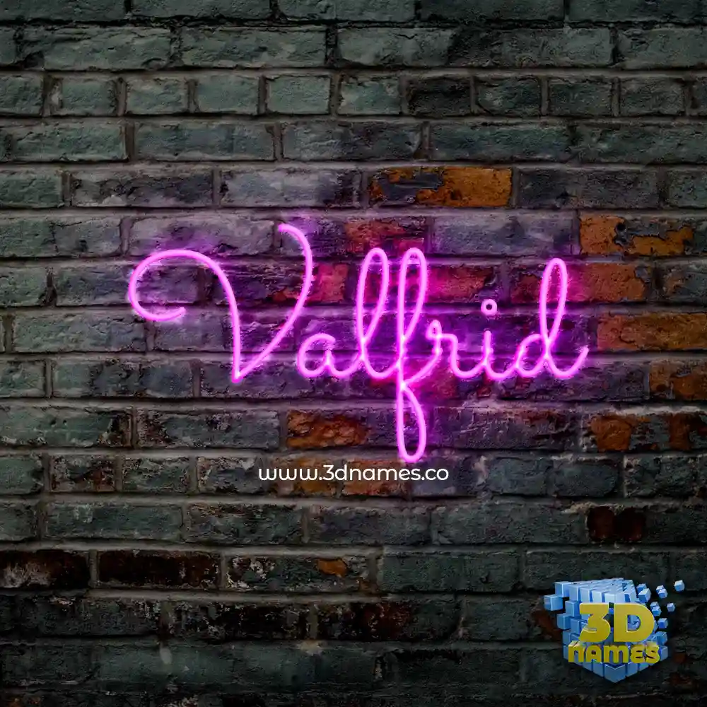 valfrid in Pink Neon style - 3D name wallpaper
