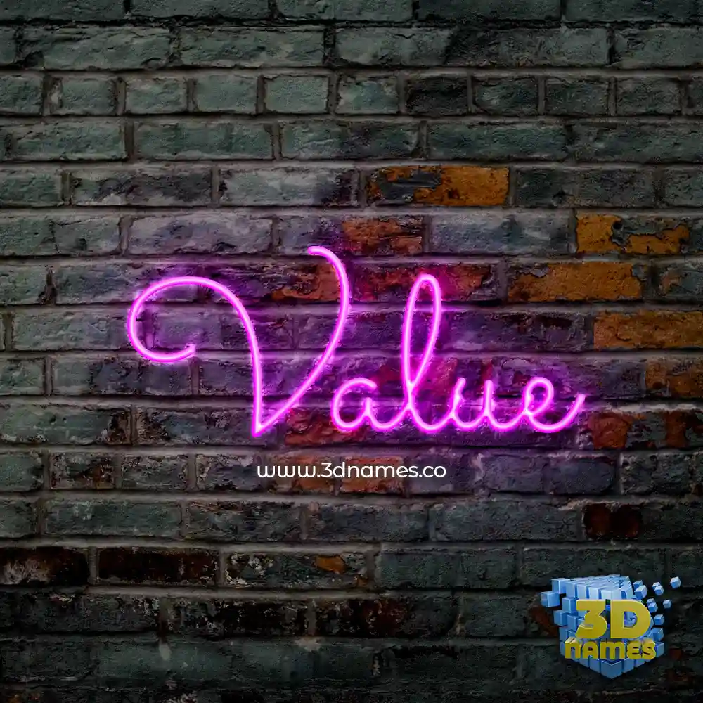 value in Pink Neon style - 3D name wallpaper