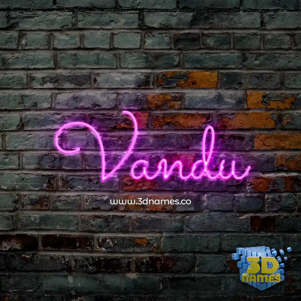 vandu in Pink Neon style - 3D name wallpaper