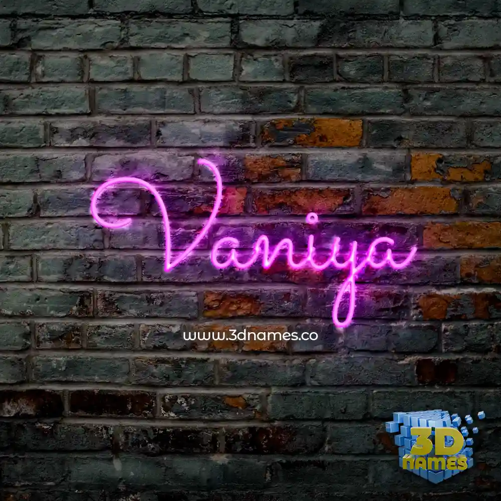 vaniya in Pink Neon style - 3D name wallpaper