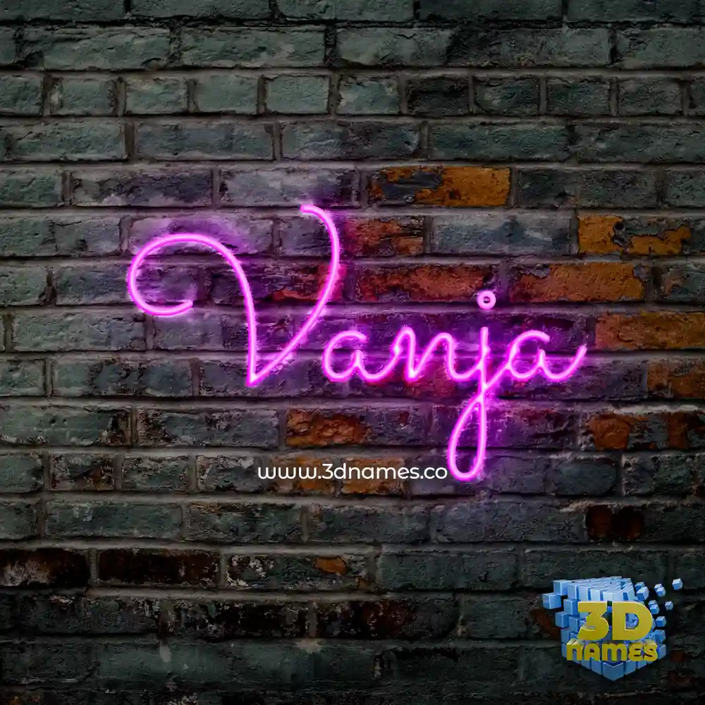 vanja in Pink Neon style - 3D name wallpaper