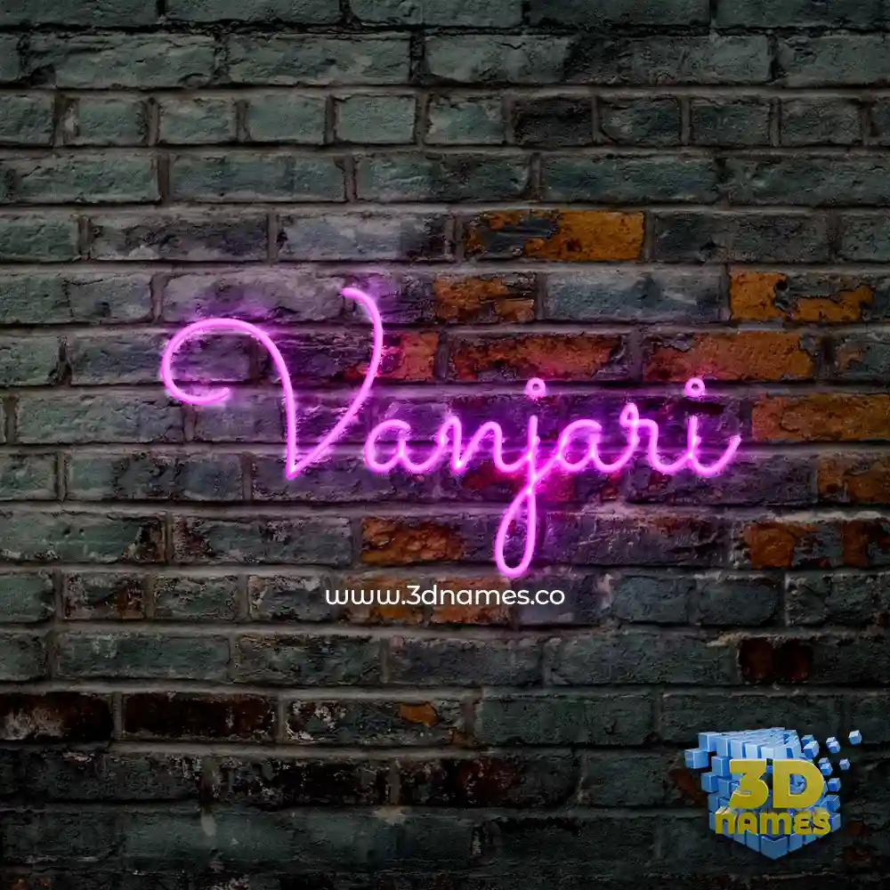 vanjari in Pink Neon style - 3D name wallpaper