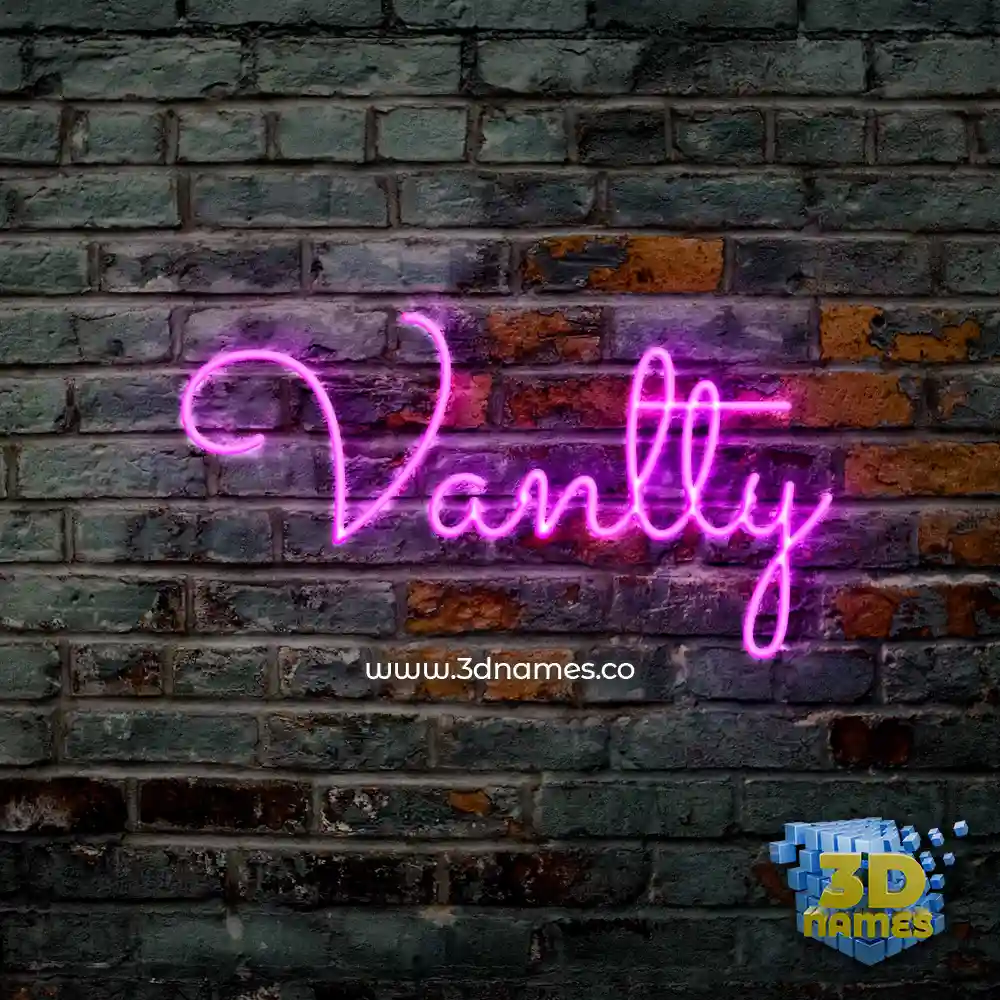 vanlty in Pink Neon style - 3D name wallpaper