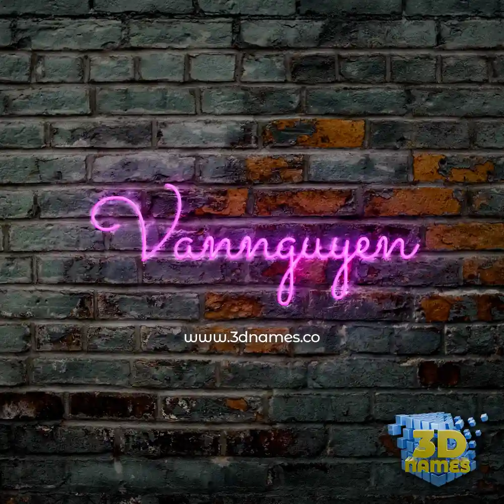 vannguyen in Pink Neon style - 3D name wallpaper