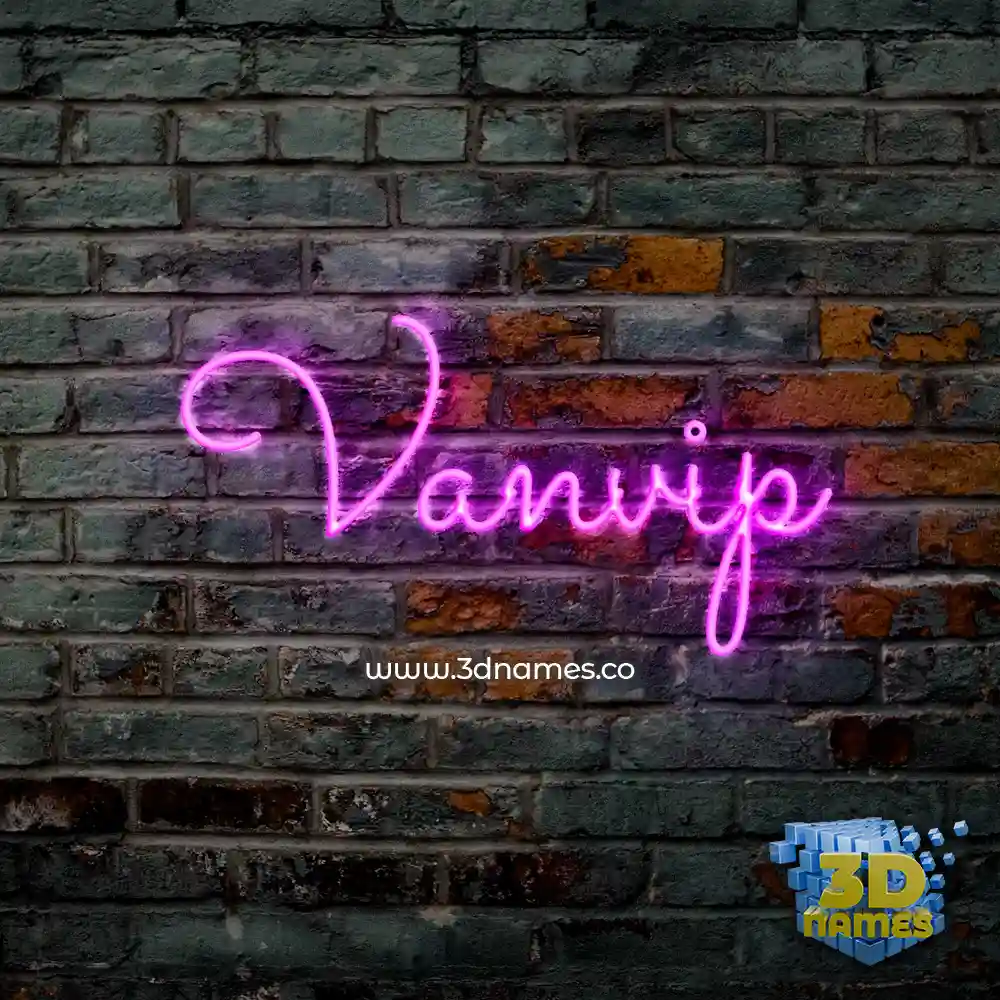 vanvip in Pink Neon style - 3D name wallpaper