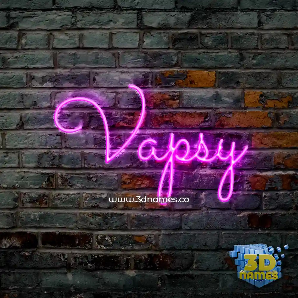 vapsy in Pink Neon style - 3D name wallpaper