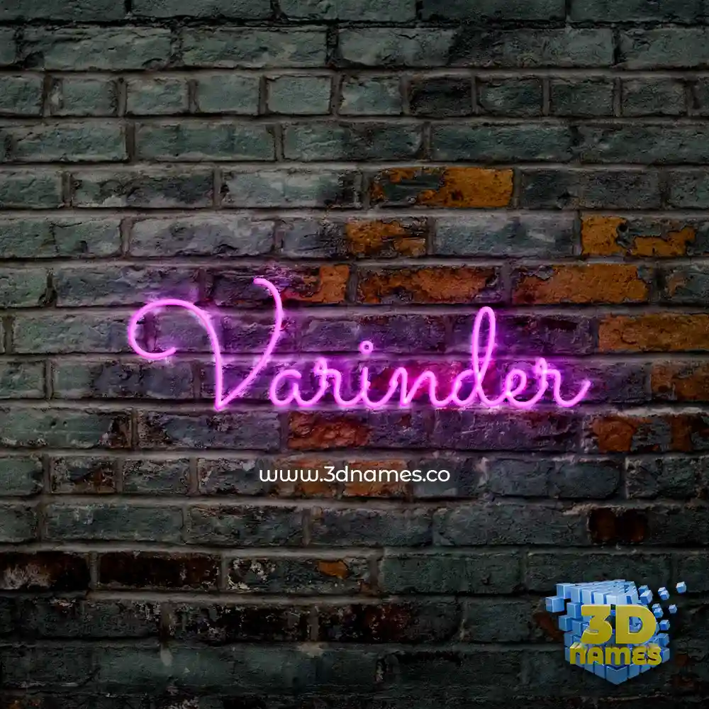 varinder in Pink Neon style - 3D name wallpaper
