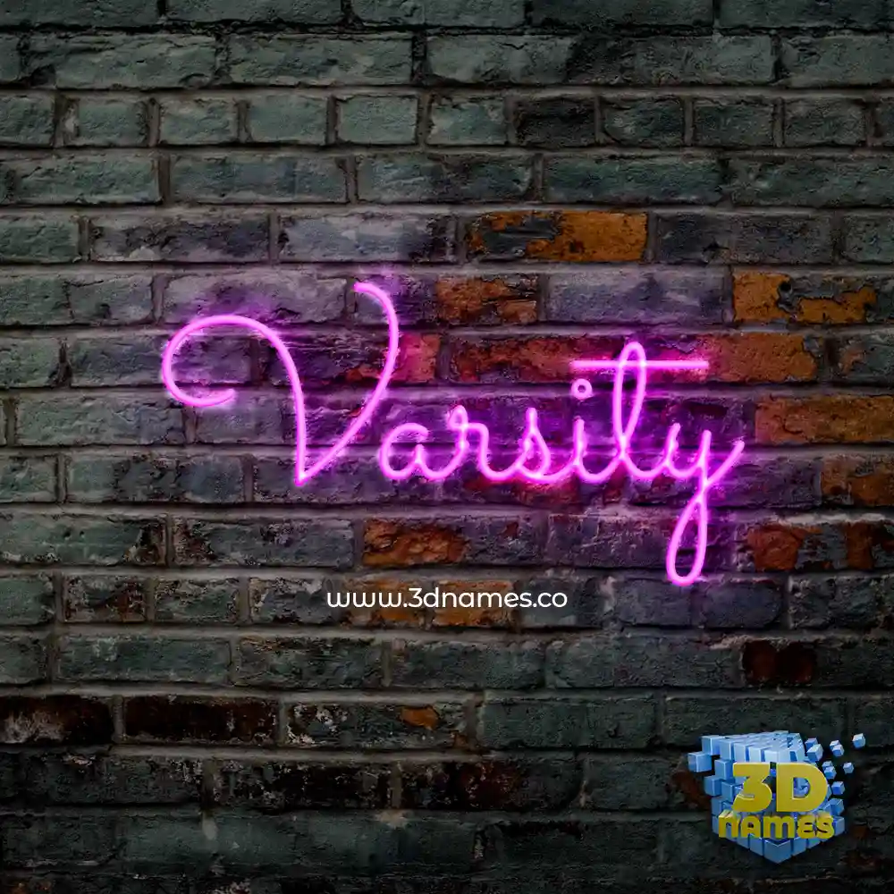 varsity in Pink Neon style - 3D name wallpaper