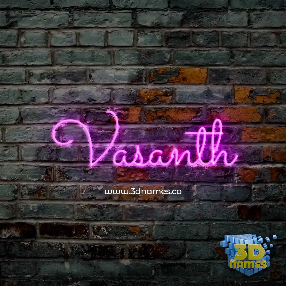 vasanth in Pink Neon style - 3D name wallpaper