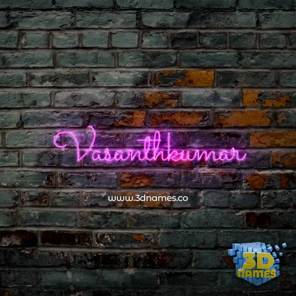 vasanthkumar in Pink Neon style - 3D name wallpaper