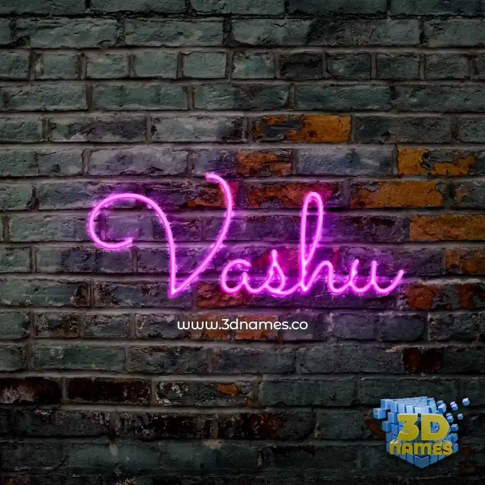vashu in Pink Neon style - 3D name wallpaper