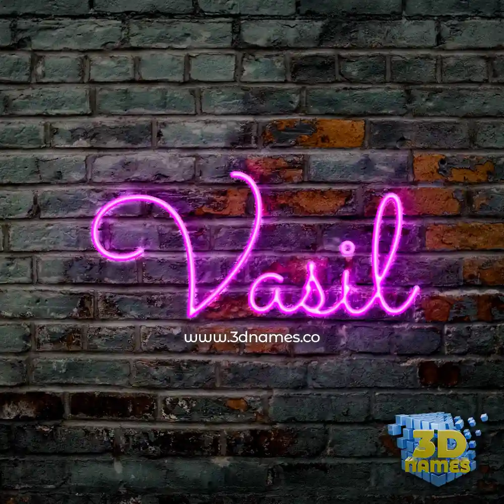 vasil in Pink Neon style - 3D name wallpaper