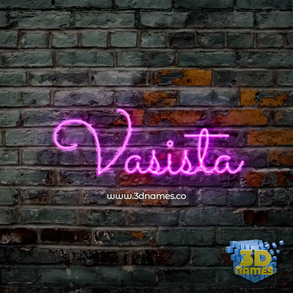 vasista in Pink Neon style - 3D name wallpaper