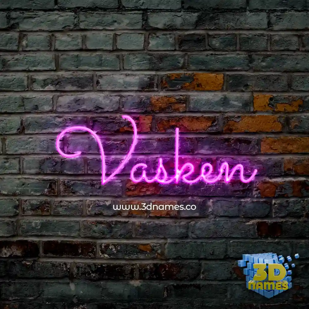 vasken in Pink Neon style - 3D name wallpaper