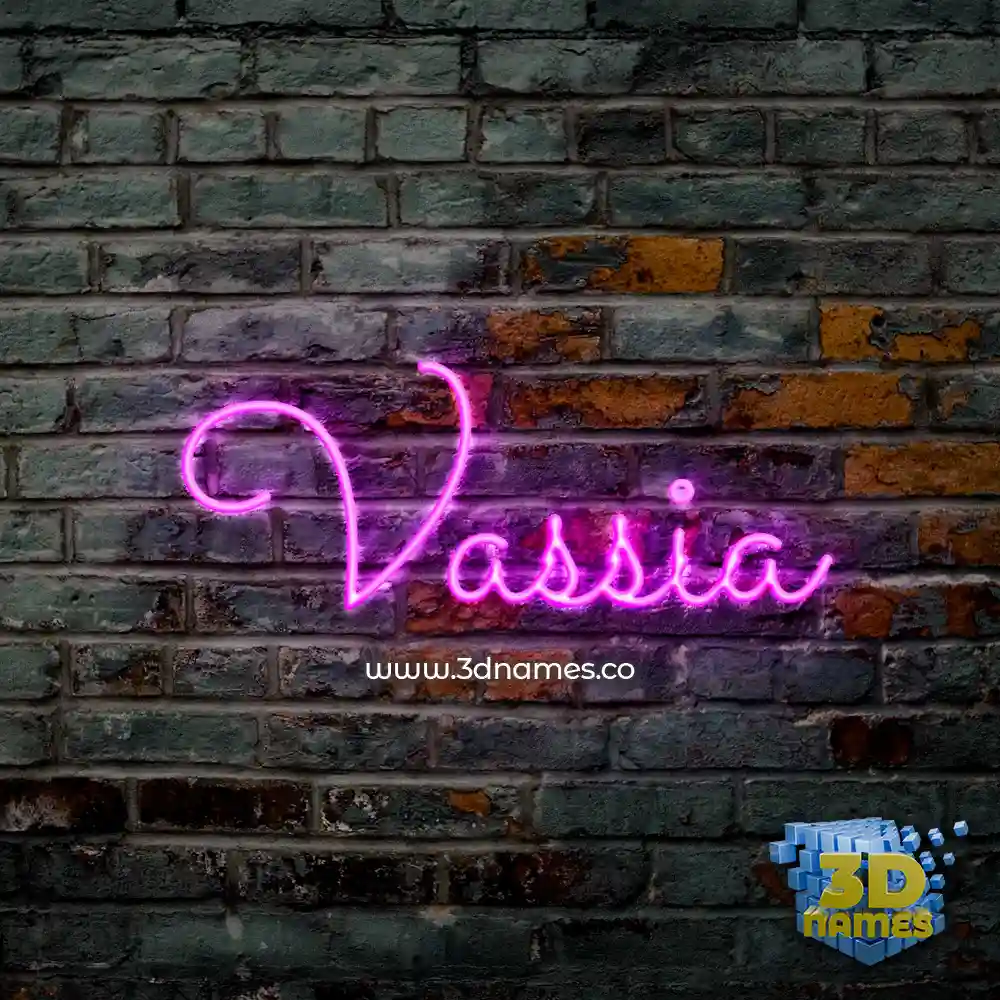 vassia in Pink Neon style - 3D name wallpaper