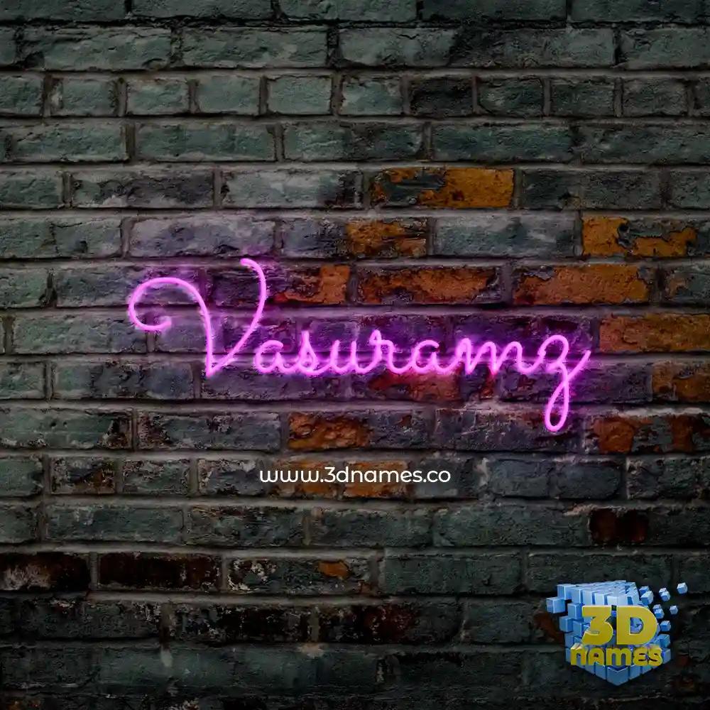 vasuramz in Pink Neon style - 3D name wallpaper