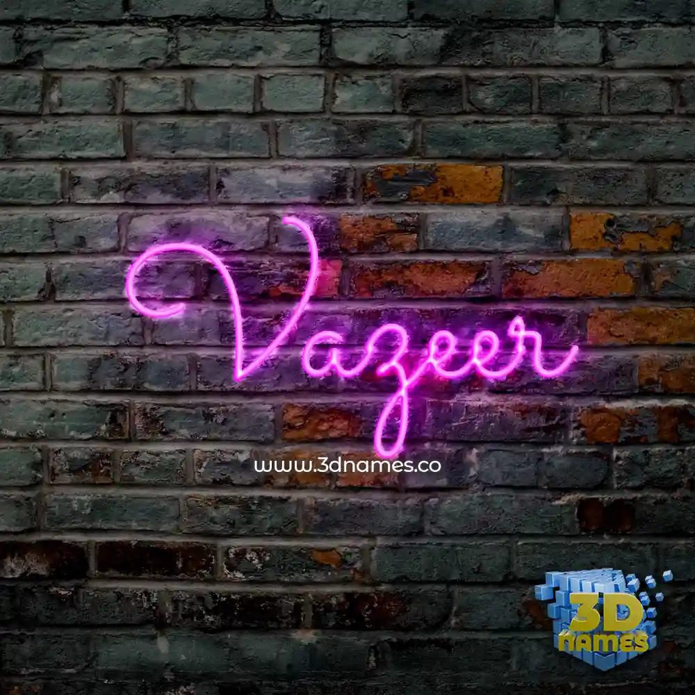 vazeer in Pink Neon style - 3D name wallpaper