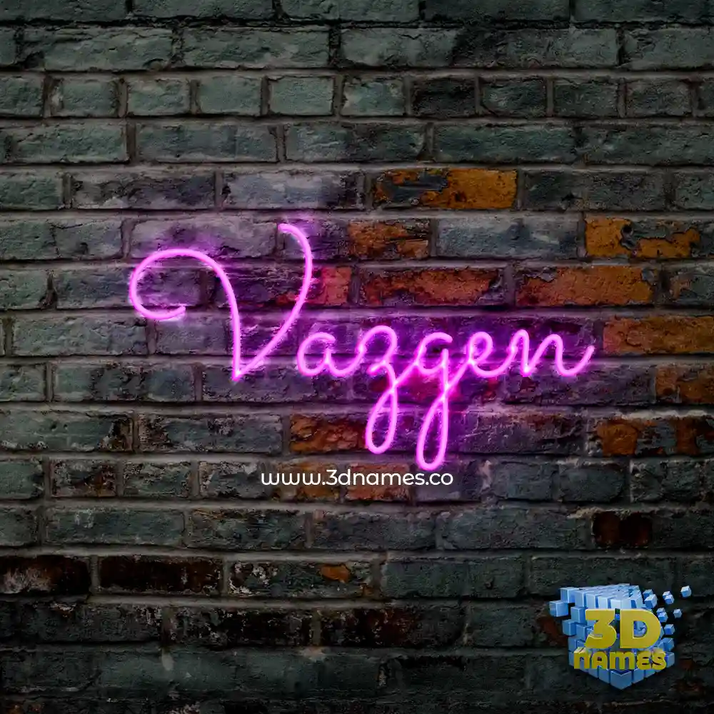 vazgen in Pink Neon style - 3D name wallpaper