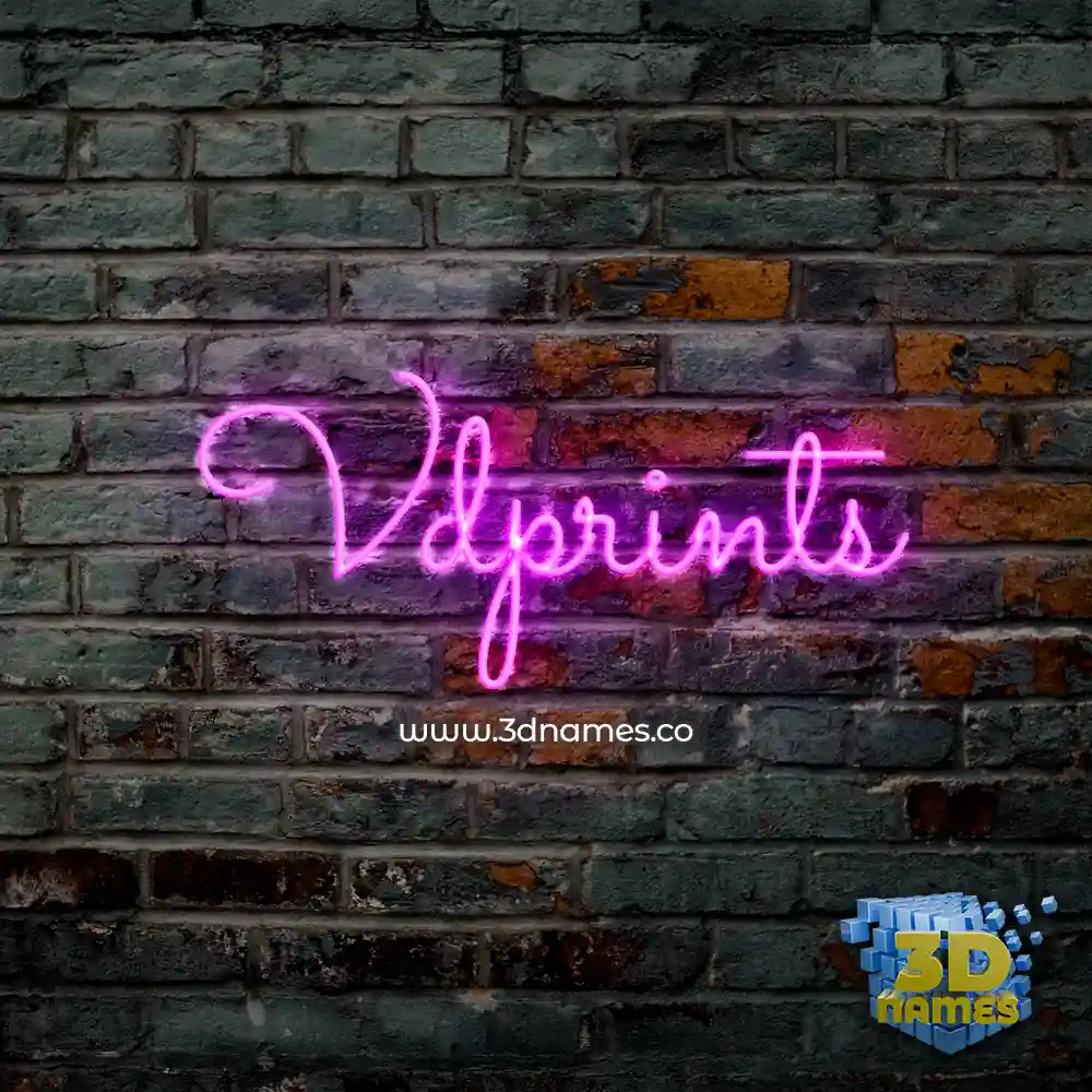 vdprints in Pink Neon style - 3D name wallpaper