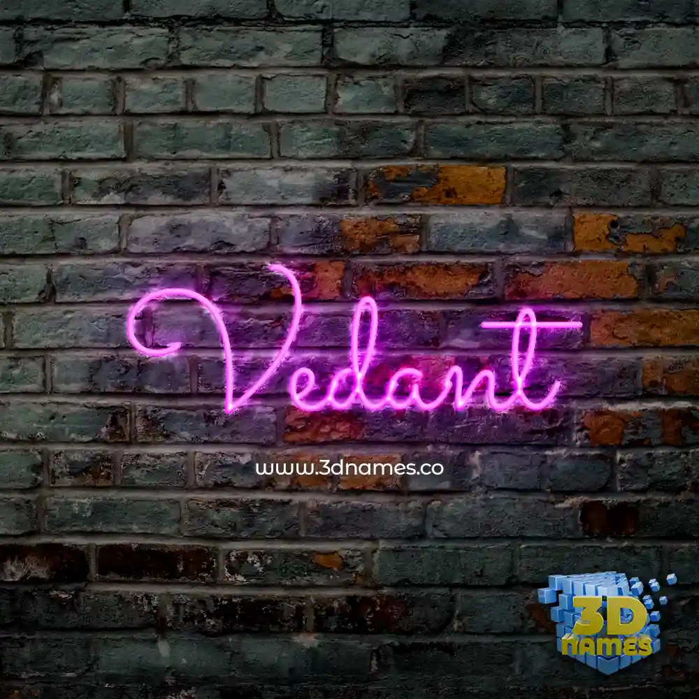 vedant in Pink Neon style - 3D name wallpaper
