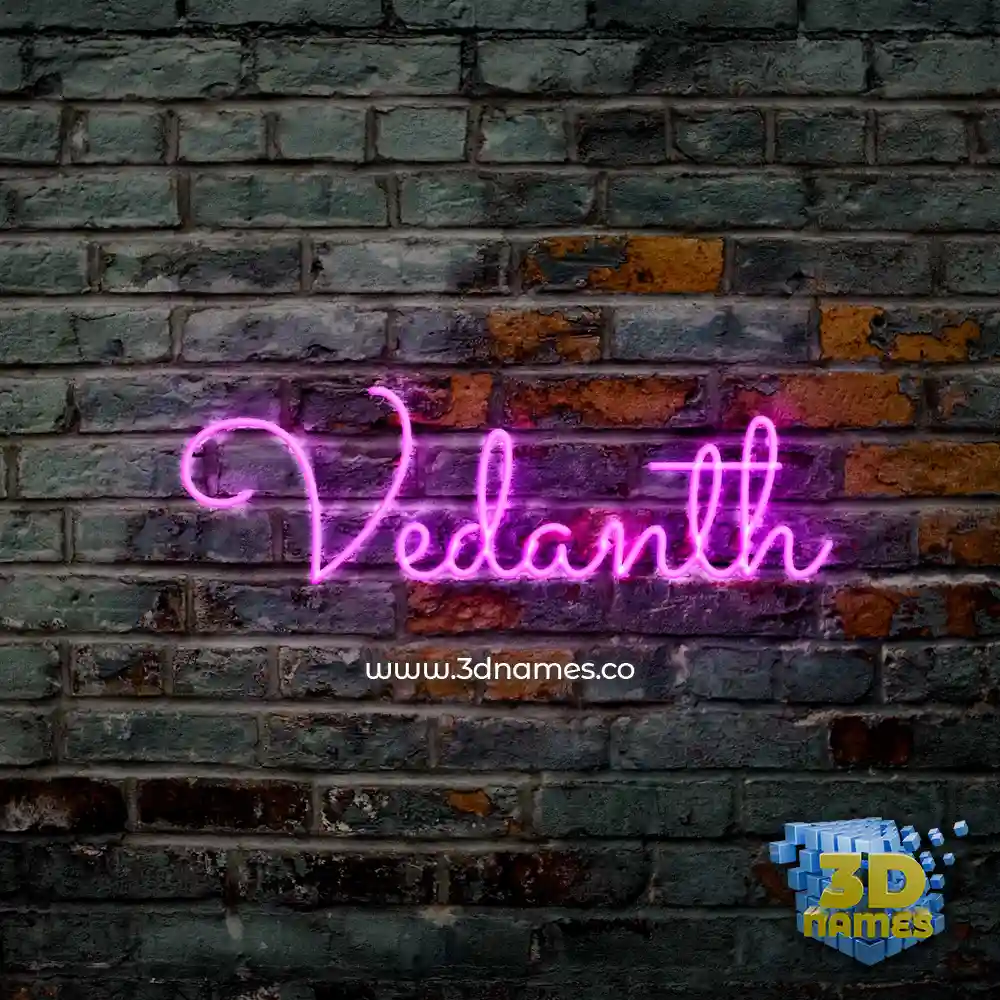 vedanth in Pink Neon style - 3D name wallpaper