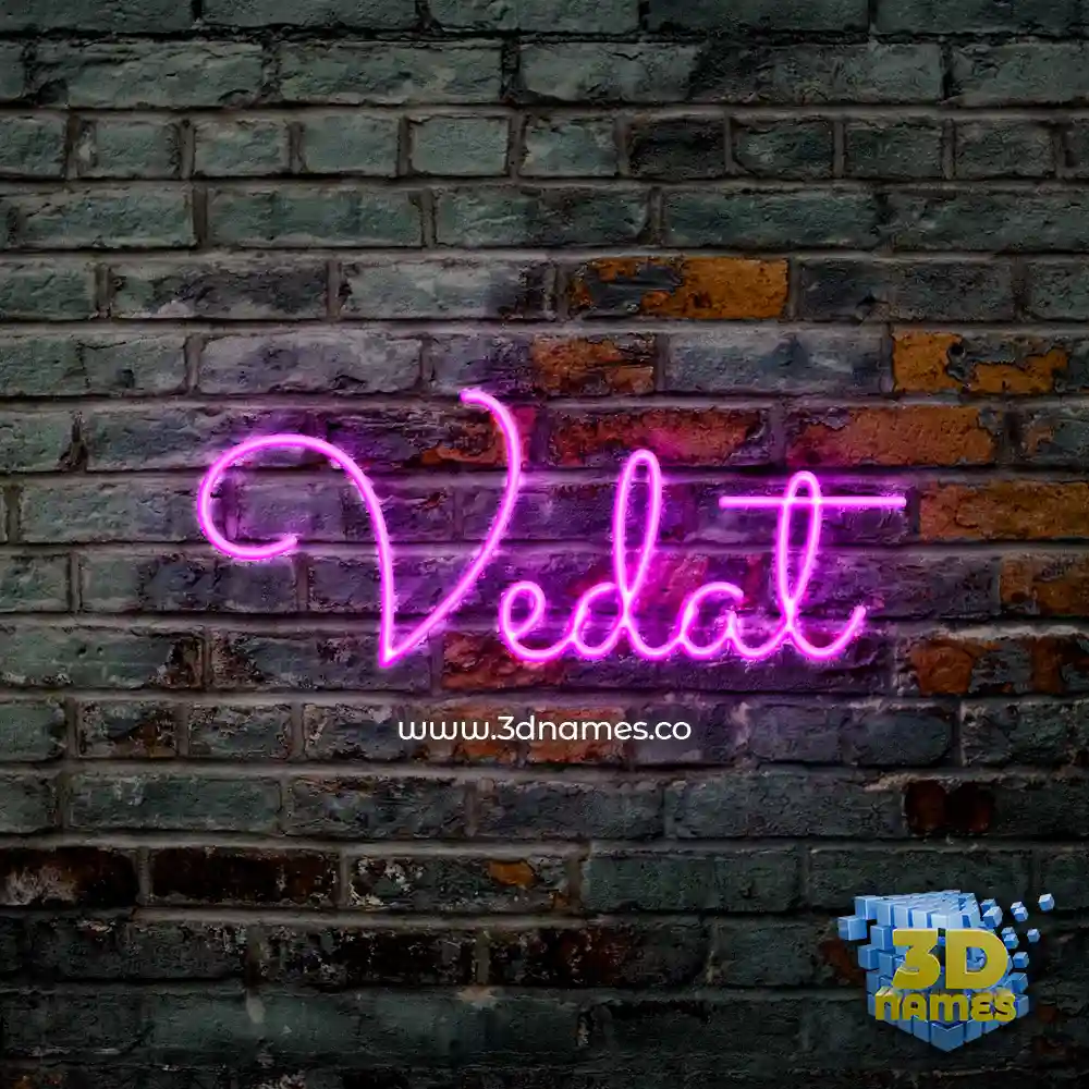 vedat in Pink Neon style - 3D name wallpaper